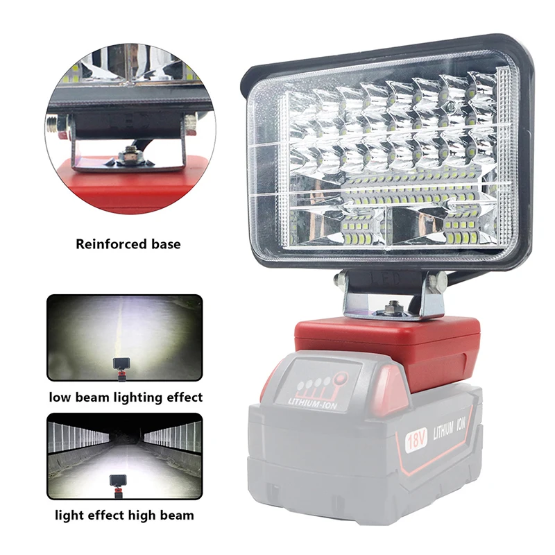 

Car LED Work Lights Flashlights Electric Torch Spotlight USB Power Bank For Milwaukee 18V M18 Li-ion Battery High Low Beam