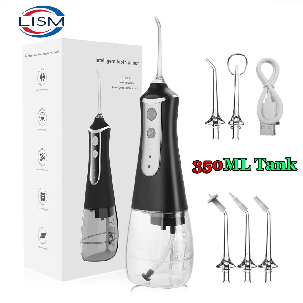 

LISM Oral Irrigator tooth scaler 3-speed adjustment Water Flosser Portable Dental Water Jet 350ML IPX6 Waterproof Teeth Cleaner