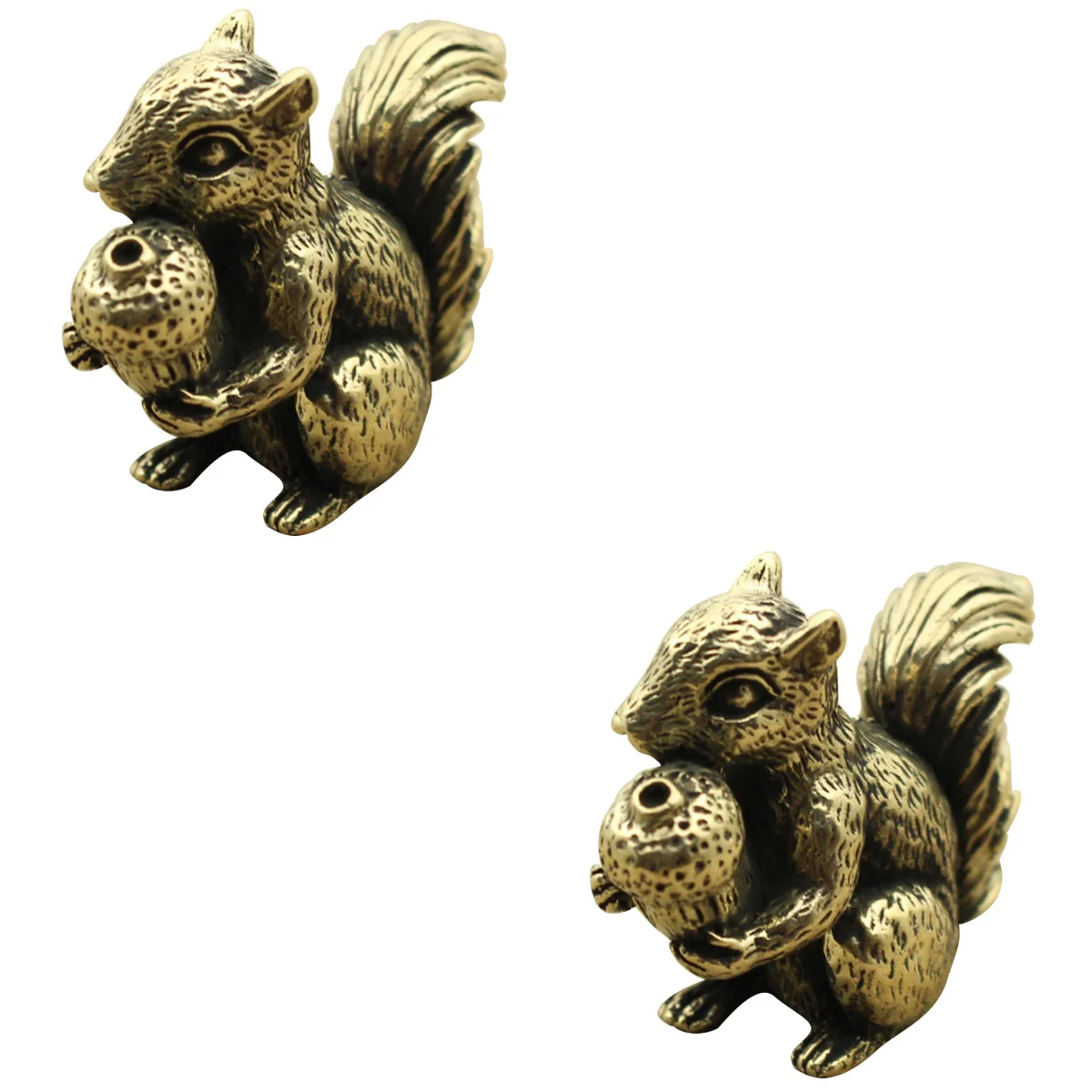 

2 Pieces Squirrel Nut Tea Pet Decor Tablescape Sculpture Vintage Statue Copper Office