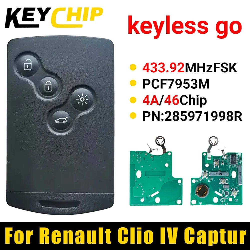 

KC для 2009-2015 Renault Megane III Fluence Laguna III Scenic 2010 громкой связи смарт-карта ключ от автомобиля 433 МГц PCF7952A