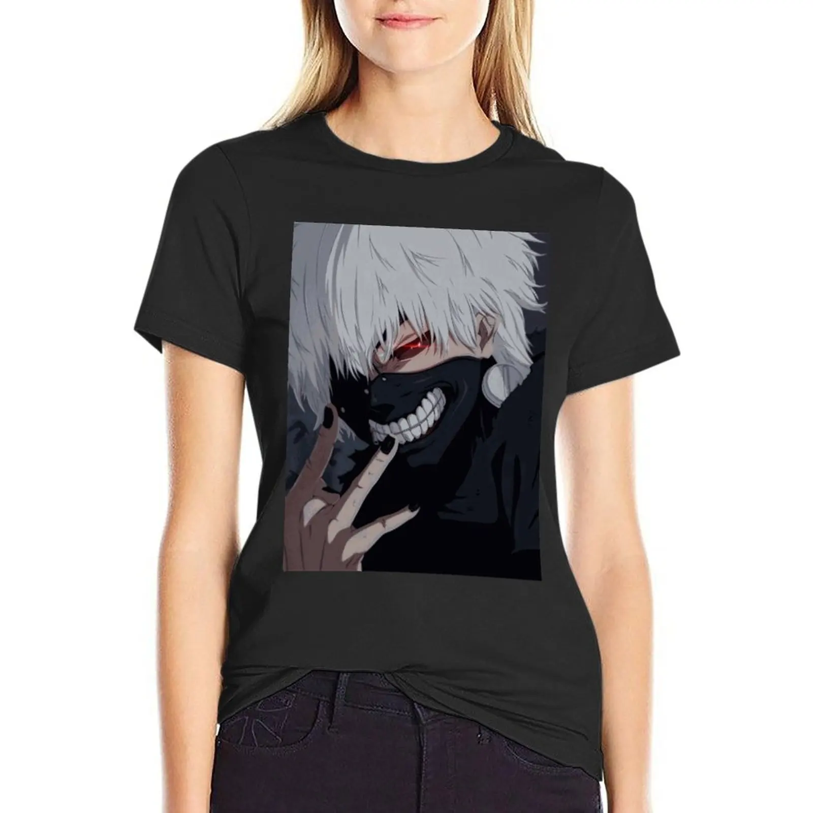

Kaneki Ken Tokyo Ghoul T-Shirt Anime Lady Street Style 100 Cotton T Shirt Printed Short-Sleeve Tee Shirt
