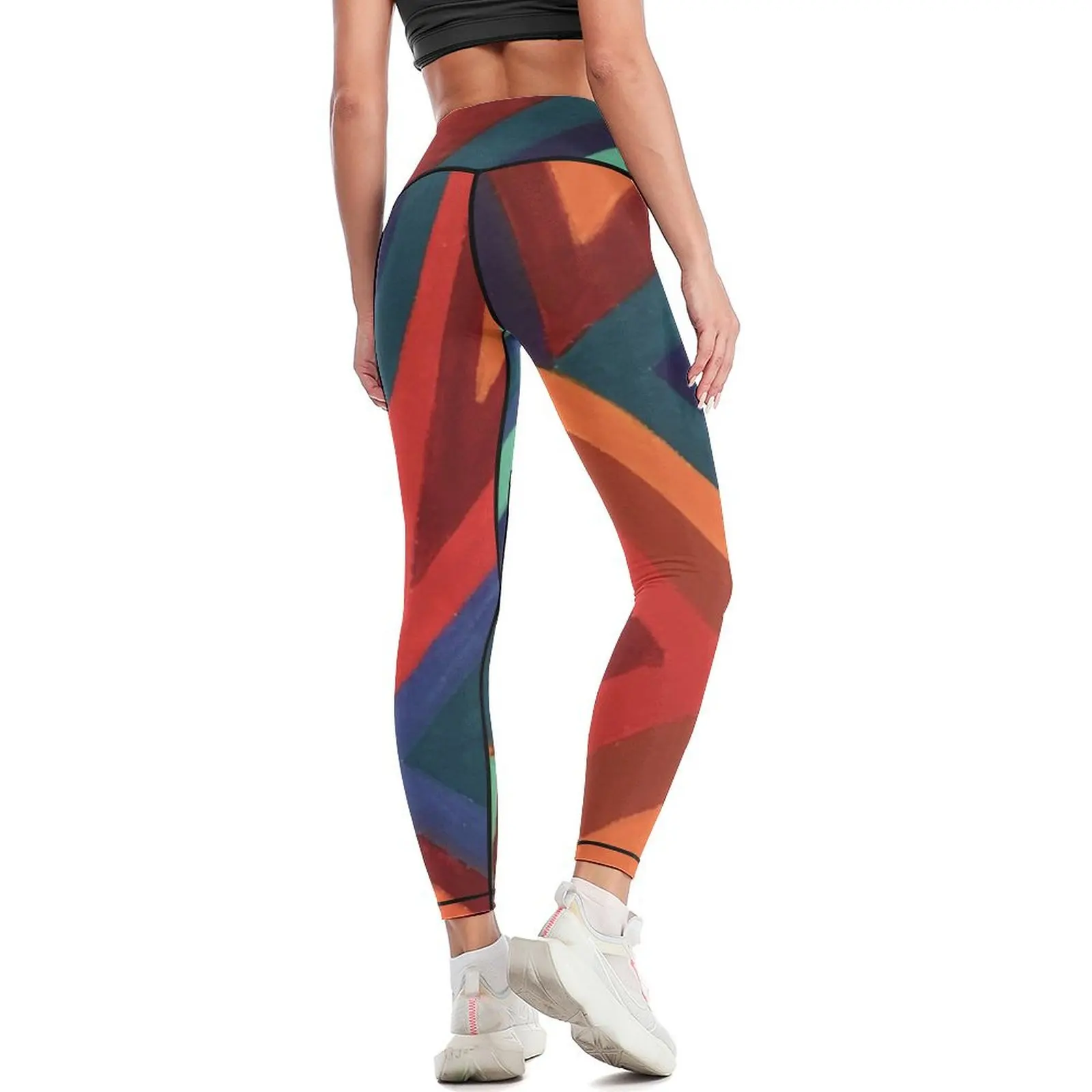 Леггинсы с геометрическими треугольниками одежда для фитнеса леггинсы