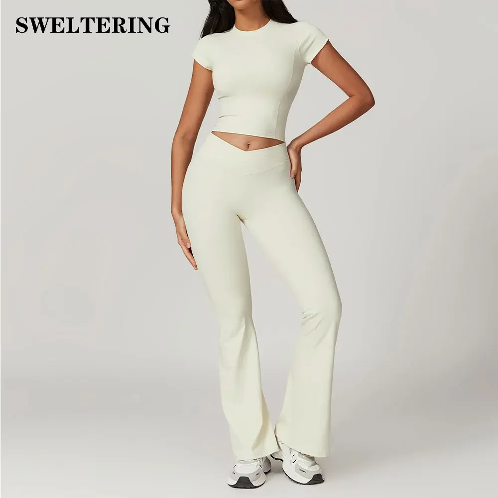 Женский костюм для йоги из 2 предметов облегающий спортивный комплект тренировок