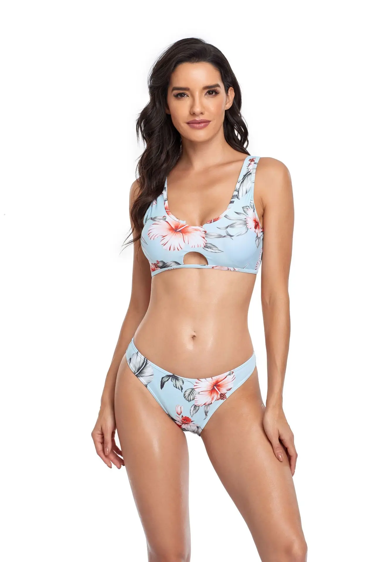 

2022 New Women’s Split Bikini Digital Printing Hollowed Out European And American Fashion Swimwear