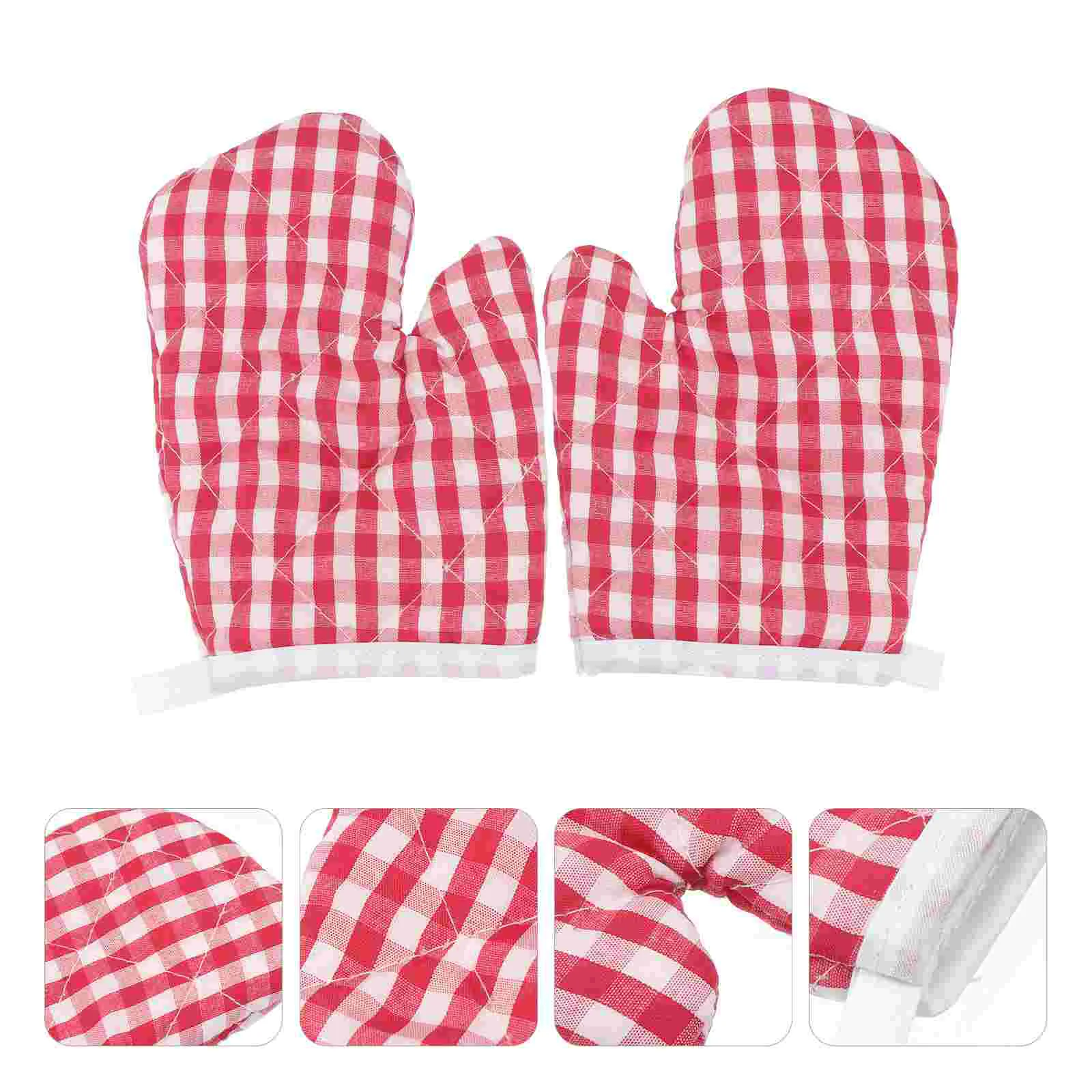 2 Pcs Bbq Mittens Microwave Toaster Pot Holder Gloves Small Oven Mitts Grilling Accessories Heat Resistant Hot Pad Kitchen