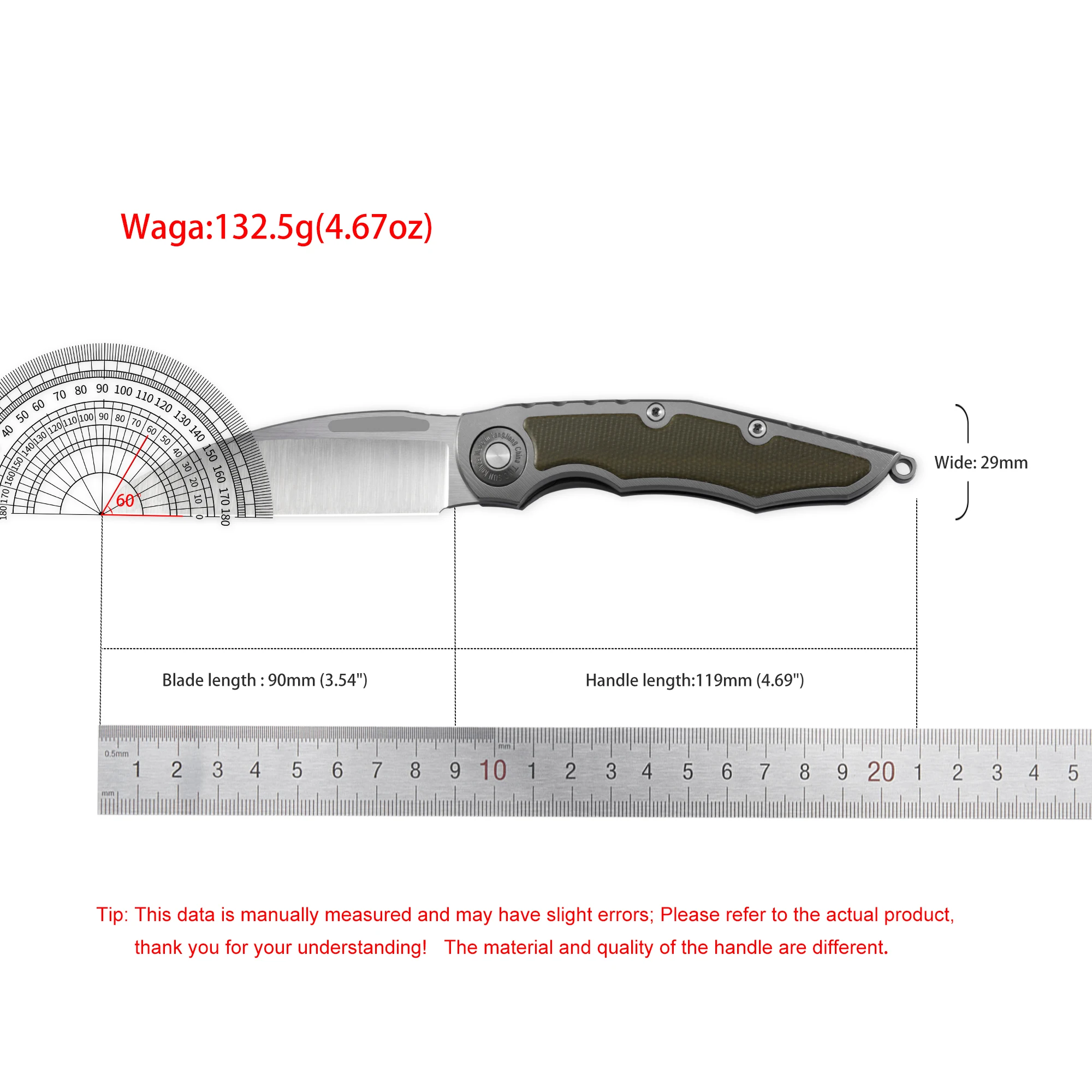 TWOSUN TS145 Складной нож D2 Стальное лезвие льняной + Титановая ручка Открытый Кемпинг