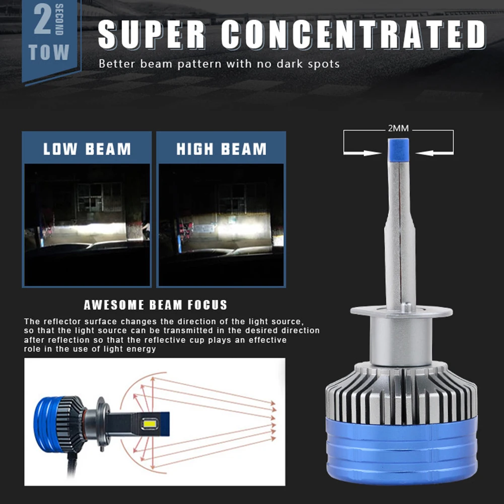 

Durable Practical Useful Brand New ATV Car Motorcycle Truck H11 Led Headlights DC 12V-30V Pure White Super Bright