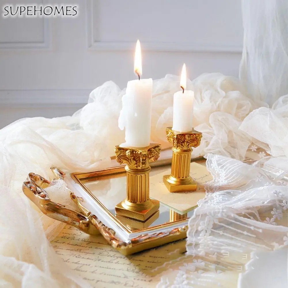 

European Simulation Roman Column Candlestick Holder Photo Props Background Desktop Decorations Ornaments Home Decoration