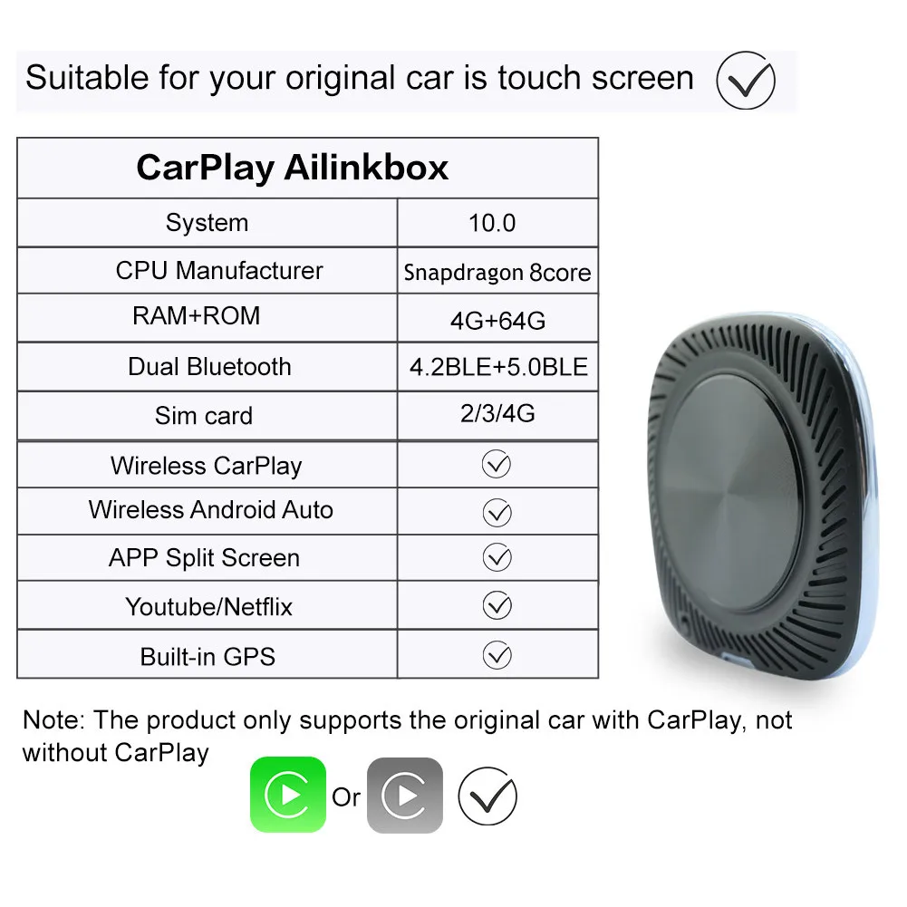 Mirror Link 4 + 64G AN10.0 беспроводной CarPlay Ai Box UX999Max автомобильный смарт-плеер Раздельный