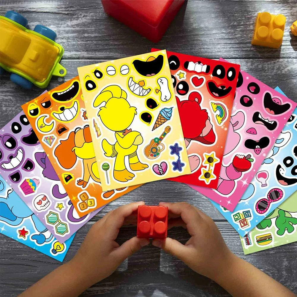 8/16 Листов детские наклейки-пазлы &quotСделай сам&quot &quotУлыбающиеся твари&quot лицо&quot