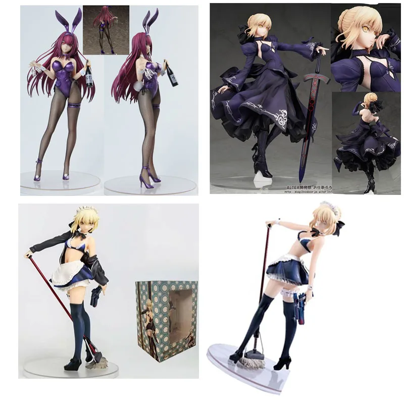 

BandaiSexy Fate Stay Night Saber Of Bunny Girl Altria Pendragon Maid Servant Mop version Action Figure Collection Model Toys