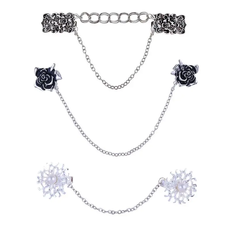 

3 Pieces Sweater Shawl Clips Dresses Cardigan Collar Brooch Clip Vintage Shirts Clips for Women Girls Coat Cardigan