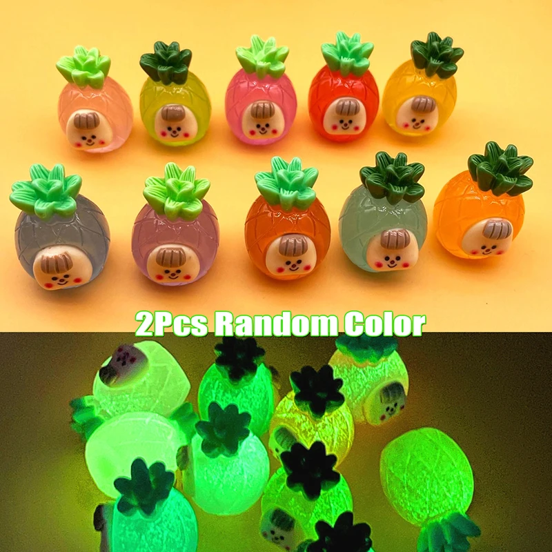 

Luminous Pineapple Multi-Sister Resin Accessories Doll House Micro Landscape Decoration Luminous Mini Resin Pig Car Dashboard