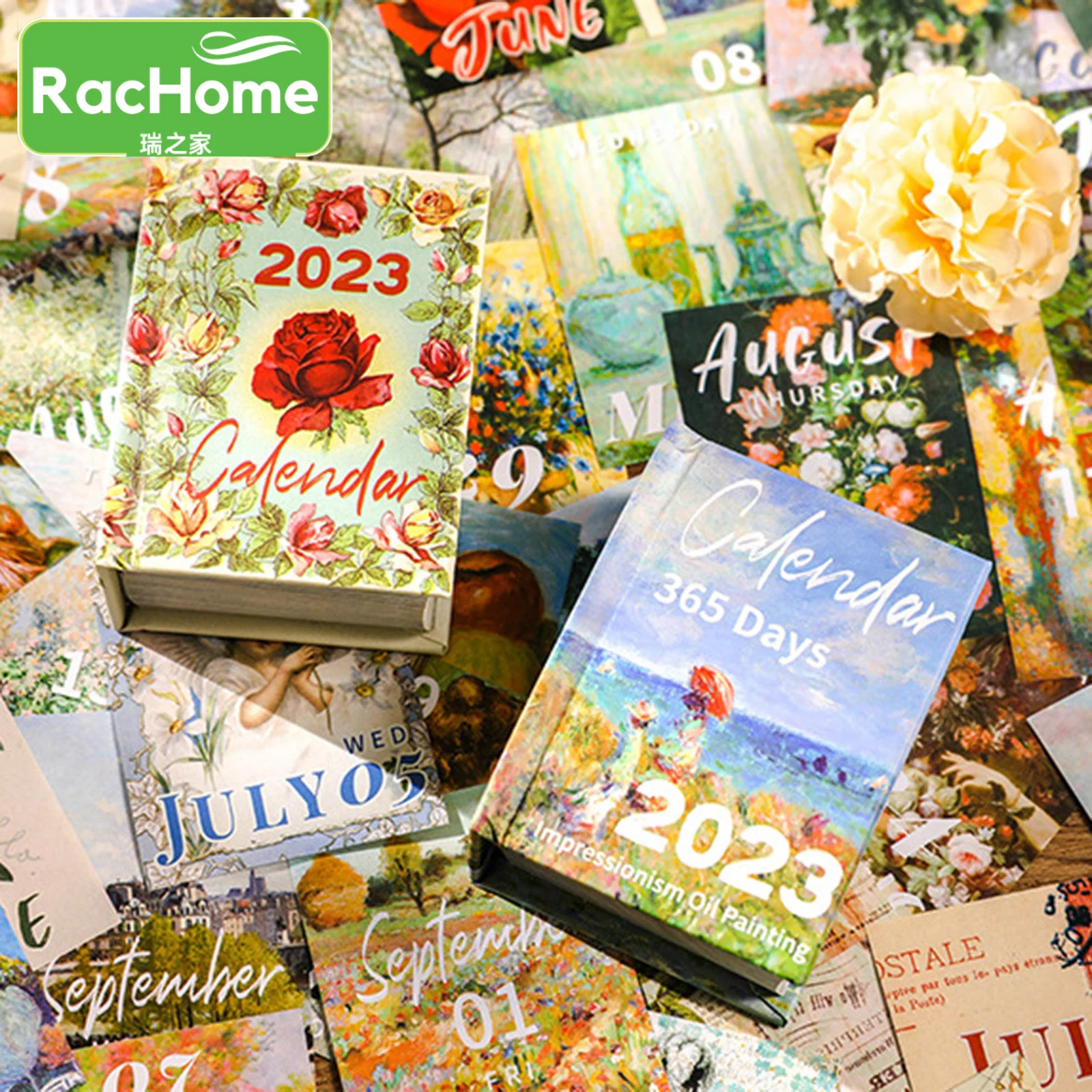 Мини-календарь на 365 дней декоративный ретро-фон винтажная картина маслом 2023 день