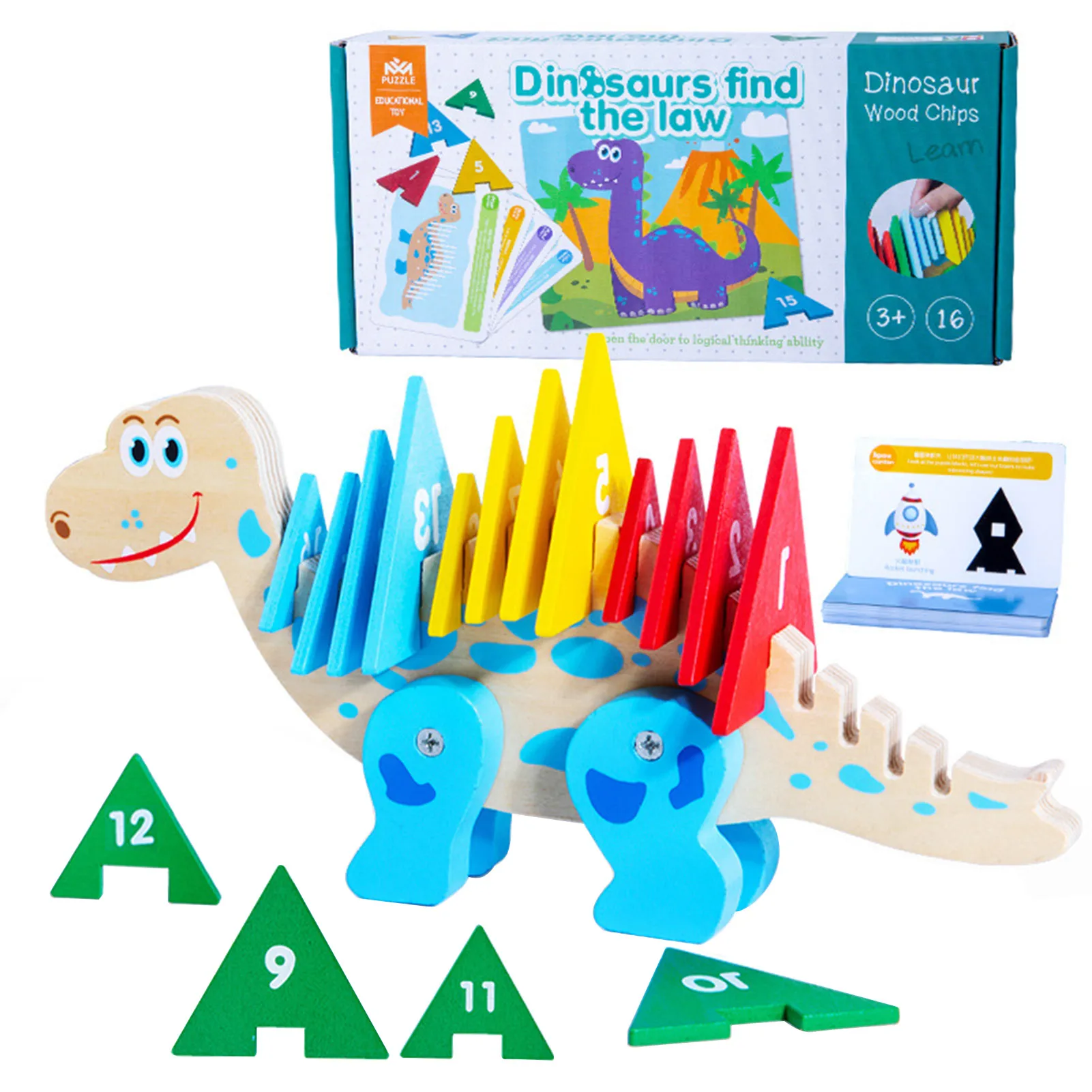 

Dinosaur Toddler Puzzles 4-in-1 Block Number Color Shapes Puzzles For Toddlers 1-3 Cute Stegosaurus Shape Dinosaur Puzzles