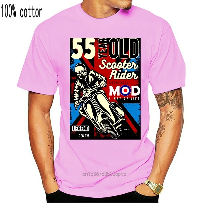 

Man Clothing 55 Year Old Scooter Rider MOD Slogan Retro Scooterist Motif For 55th Birthday Anniversary Gift Mens Black t-shirt T