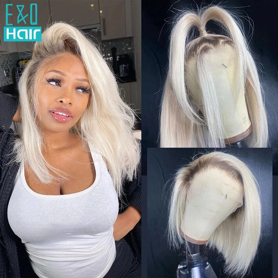 Ed Short Bob Human Hair Wigs Hd Lace Frontal Human Hair Wigs Straight Lace Front Wig Remy Honey Blonde Wig180%