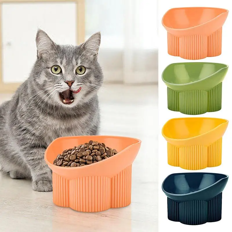 

Elevated Tilted Cat Bowls 15 degree Anti-Tip Pet Food Bowls Macaron Color Neck Guard Dog Bowl Elevated Dog Bowl for Cattery