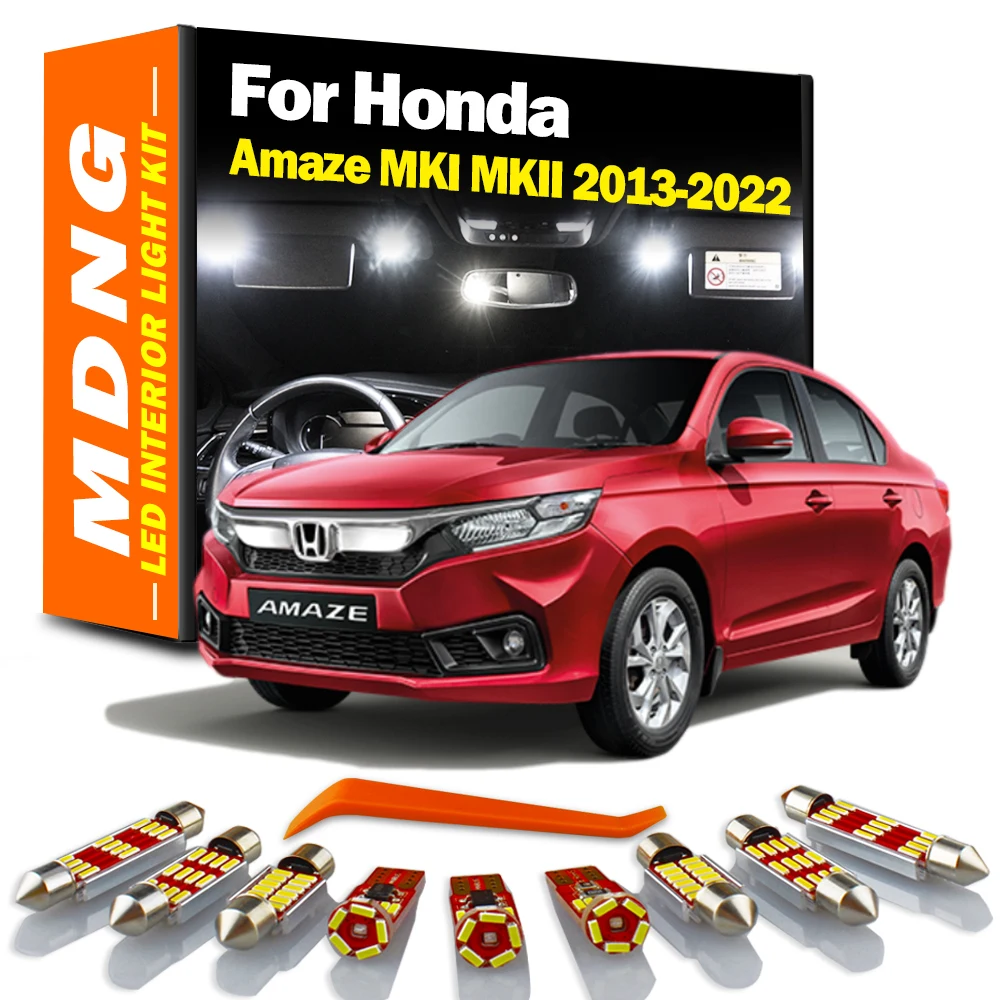 

MDNG Canbus для Honda Amaze MKI MKII 2013-2015 2016 2017 2018 2019 2020 2021 2022 автомобильные аксессуары комплект светодиодных ламп для внутреннего освещения