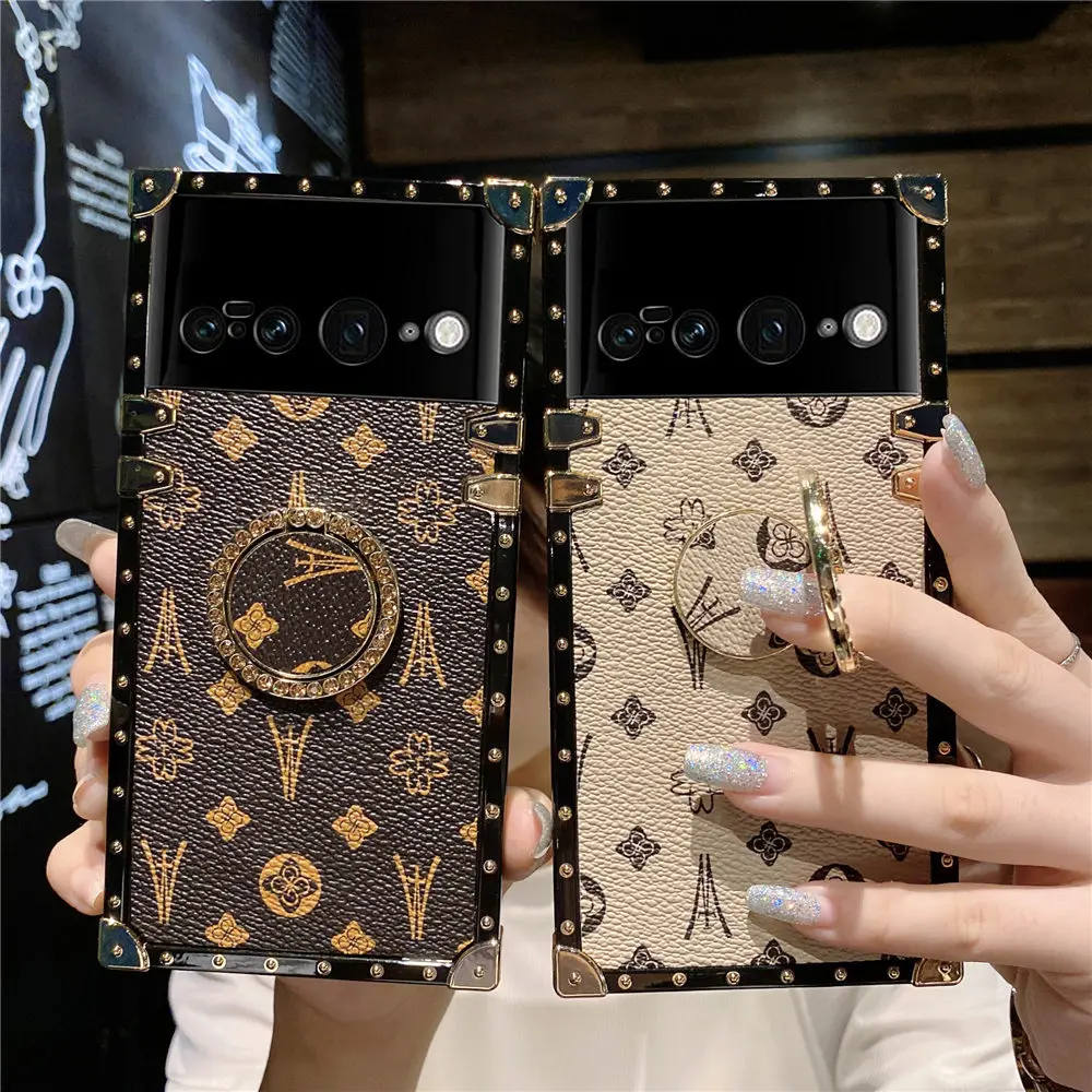 Чехол для Google Pixel 7 роскошный кожаный чехол с леопардовым принтом и держателем на