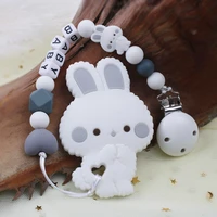baby pacifier chain rabbit silicone molar beads silicone pendant teether toy tooth gel chain