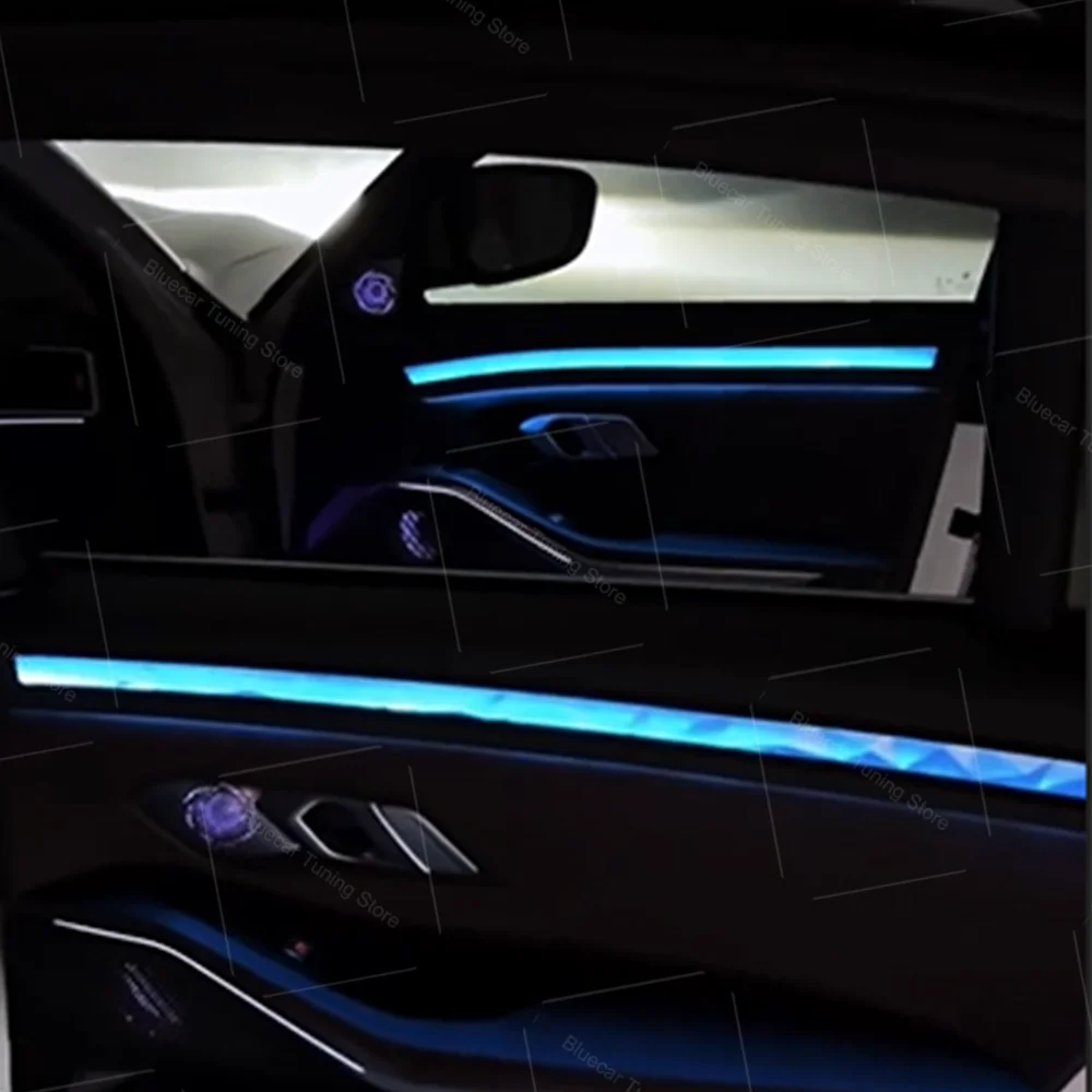 Фото Светодиодная подсветка дверных панелей с кристаллическим эффектом для BMW 3 серии G20 G28 (четырехдверные модели), 2020-2026 гг., декоративная подсветка в стиле кристалл №4