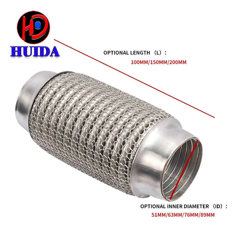 

Stainless steel exhaust bellows soft connection2.0/2.5/3.0/3.5Inch auto accessories Pipe Hose Coupler With Interlock shock