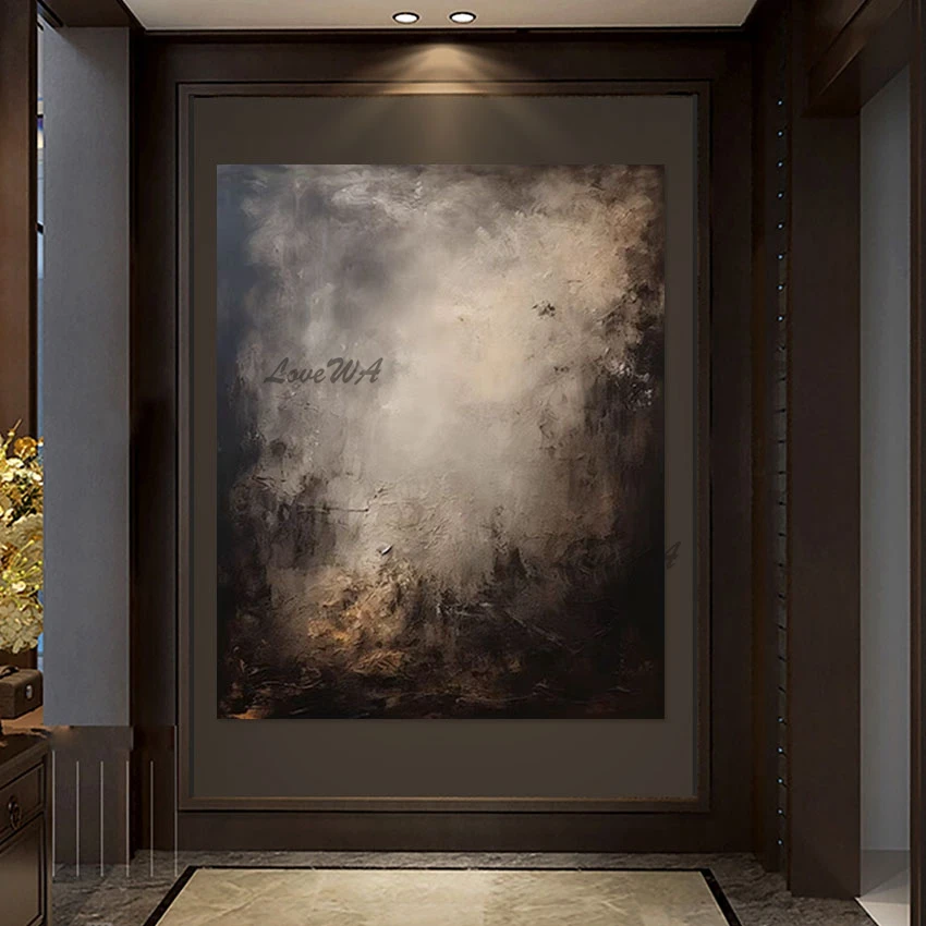 Темная простая абстрактная акриловая живопись современная толстая текстура