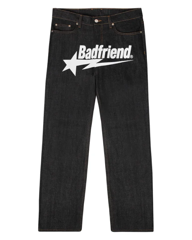 

Y2k Jeans Hip Hop Badfriend Letter Printing Baggy Black Pants 2023 New Harajuku Fashion Punk Rock Wide Foot Trousers Streetwear