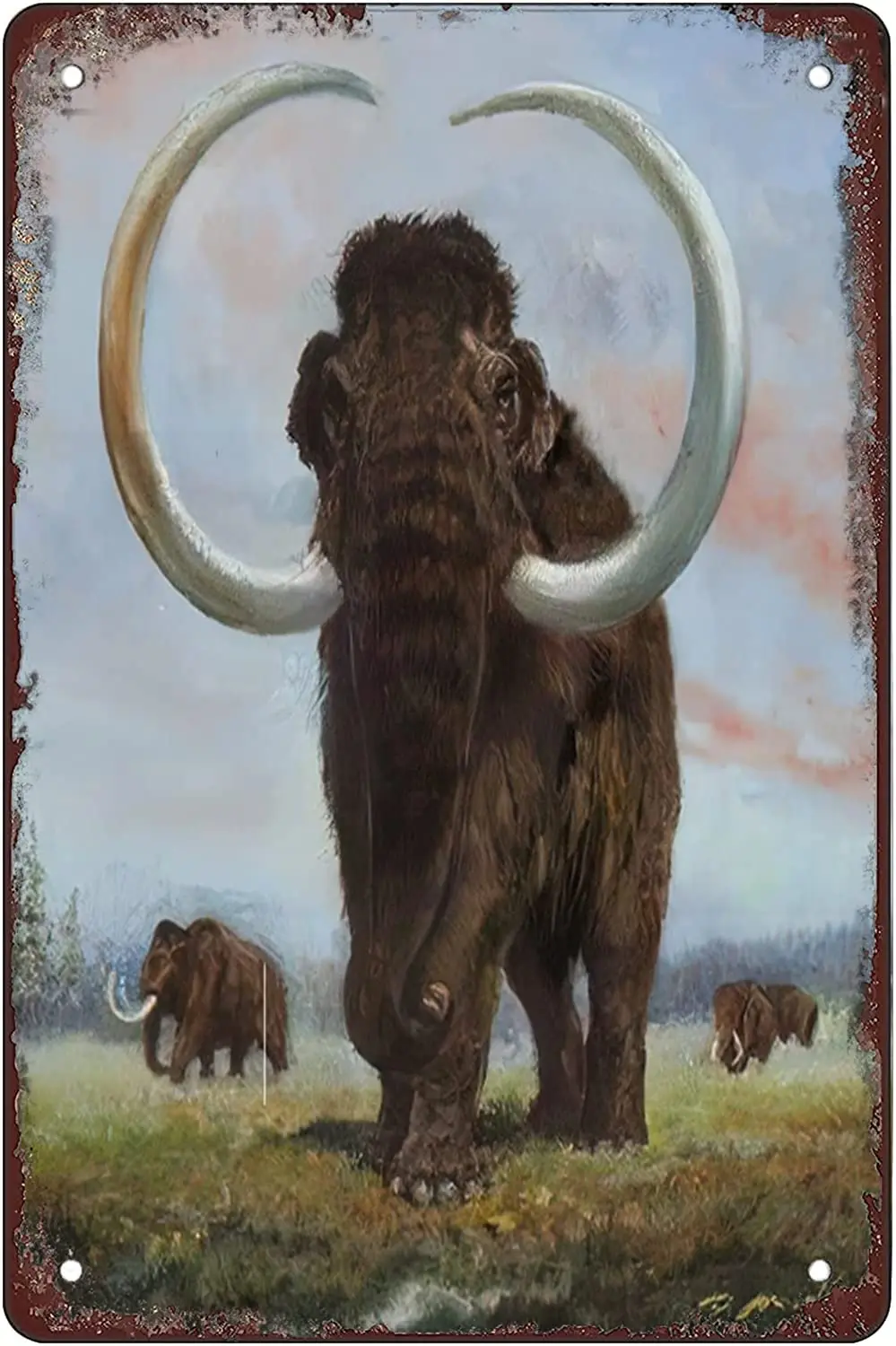 

Антикоррозийный металлический жестяной знак, Доисторическое животное, мамонт Настенный декор, забавное украшение для искусственной кухни, задние плакаты