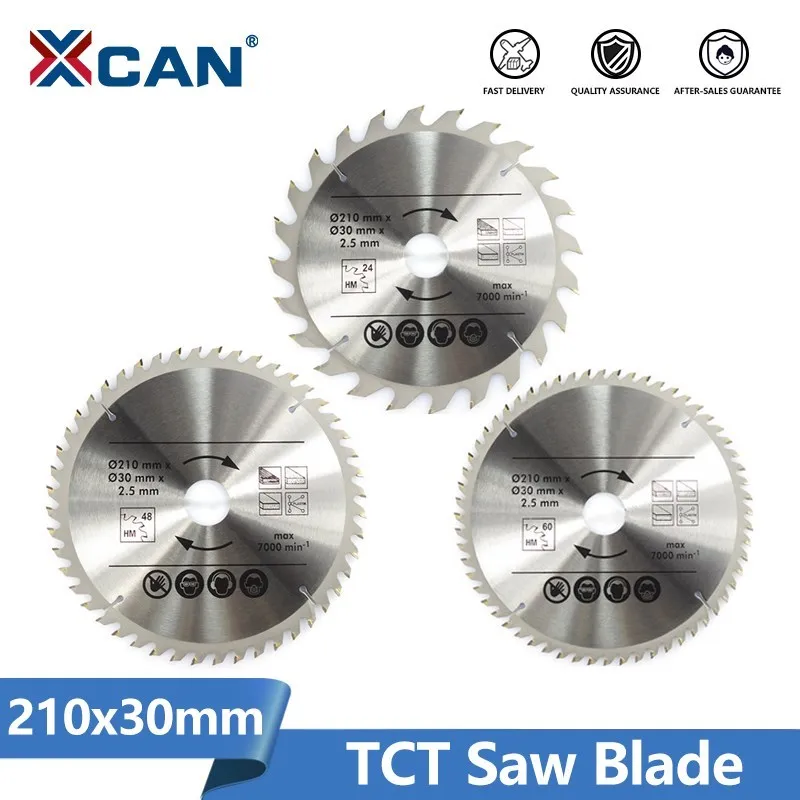 

XCAN 210x30mm Circular Saw Blade 24T 48T 60T 80T TCT Saw Blade Carbide Tipped Wood Cutting Disc For Power Tools