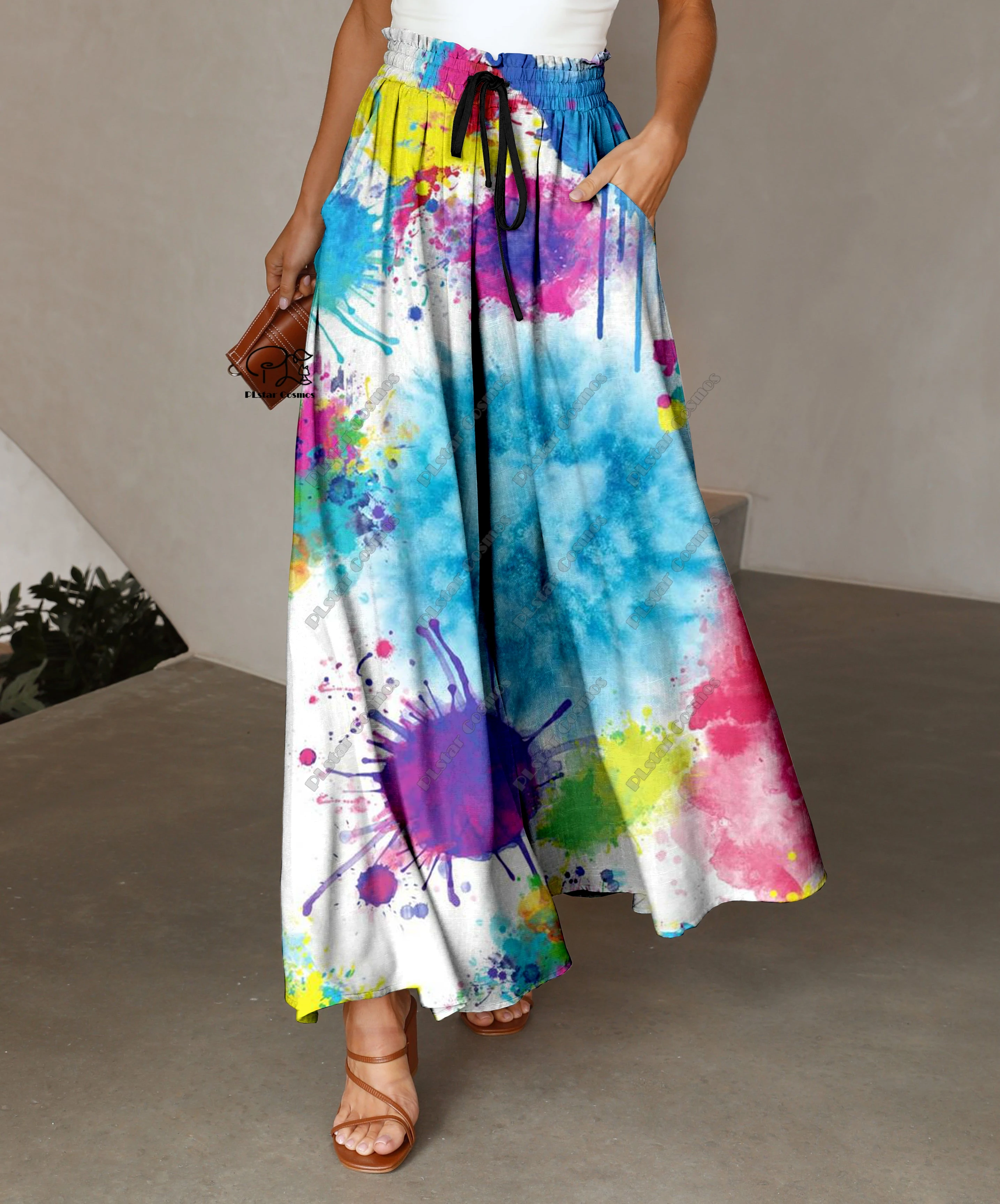 Женские широкие брюки с 3D принтом разноцветные градиентные бабочкой и