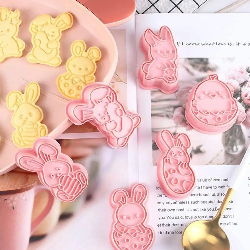 

Easter Plastic Cookie Cutter Rabbit Egg Biscuit Cutter 3D Cartoon Bunny Molds Baking Tools Easter Party DIY Decoration