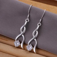 sales with free shipping clearance high quality 925 stamp silver color crystal earrings for woman fashion jewelry christmas gift