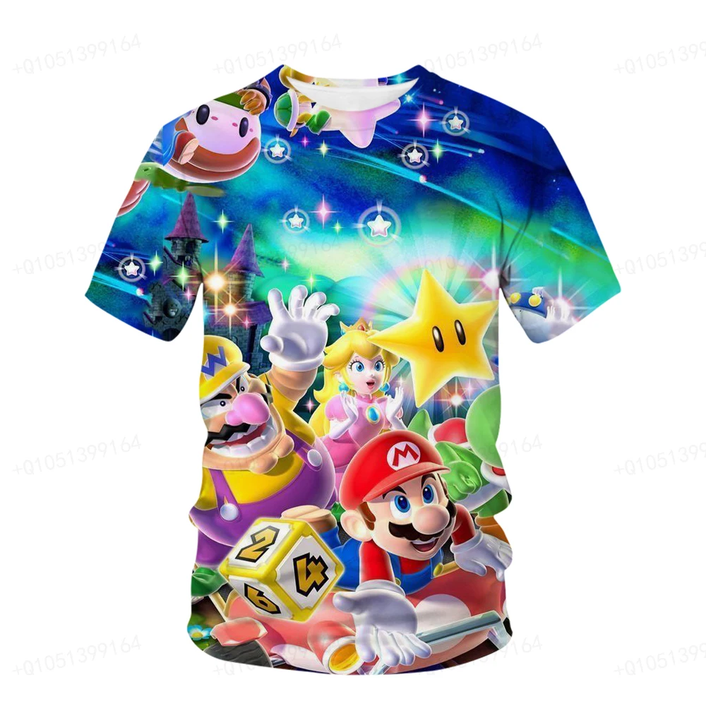 

Super Mario Brothers 3D Printing Animation Summer T-shirt Men's Top Funny Games Short Sleeve Children's Top T-shirt 6XL T-shirt