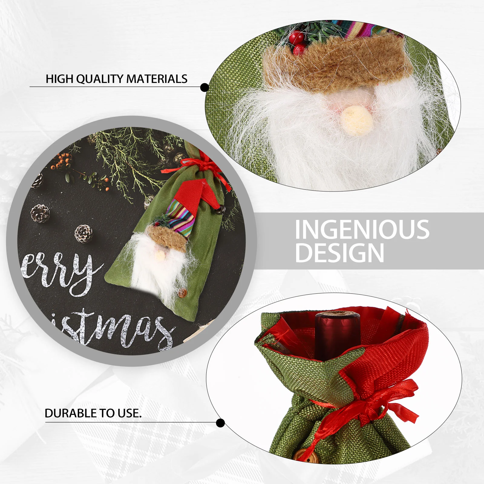 

Bottle Christmas Cover Redbagsparty Wrap Gift Pouch Case Champagne Organizers Utensil Santa Supplies Claus Sets Dressmini