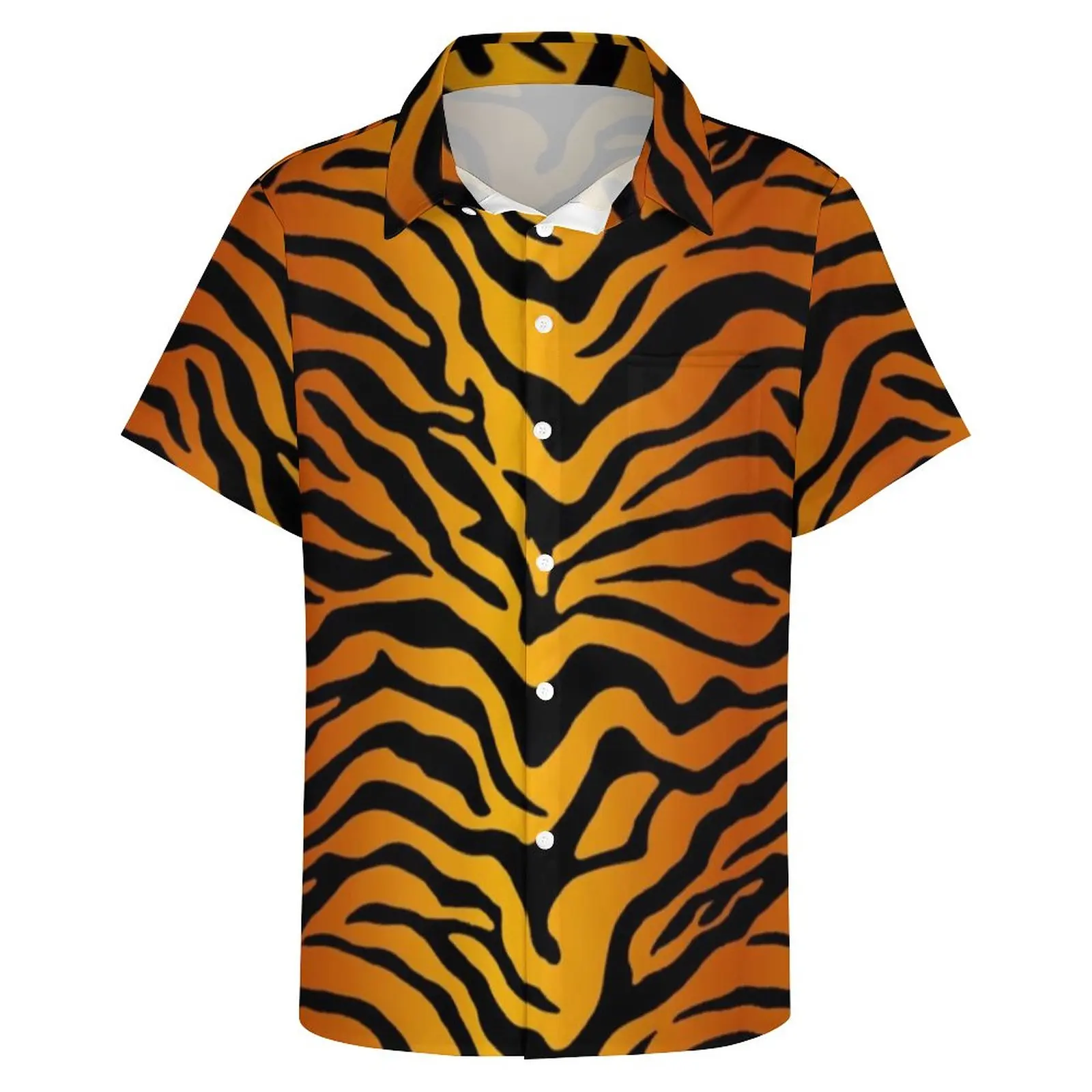 Желтая летняя рубашка в полоску с тигром Мужская свободная футболка рисунком