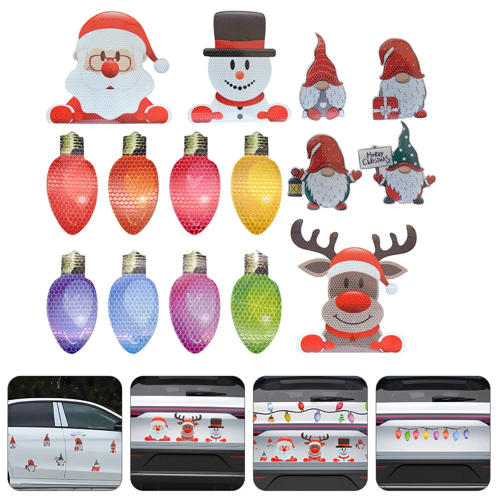

Magnetic Light Bulb Sticker Car Ornaments Refrigerator Decorations Reflective Magnets Fridge Shaped Set Soft Christmas Elder