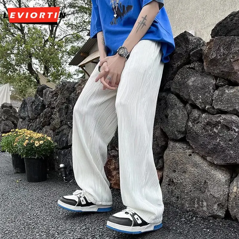 

Брюки мужские спортивные в стиле хип-хоп, Свободные повседневные темпераментные штаны в полоску, однотонные универсальные, летние