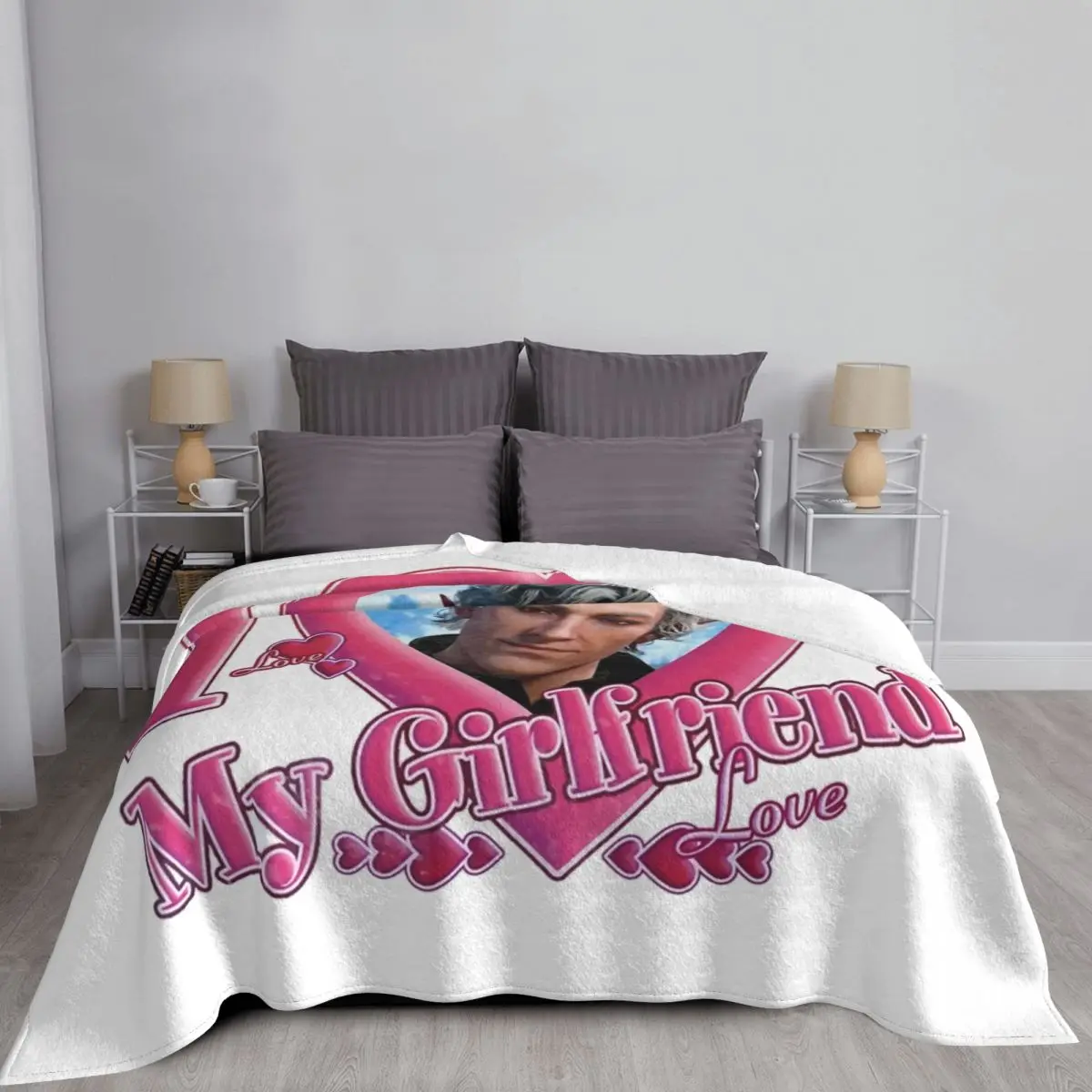 Флисовые одеяла I Love My Girlfriend Astarion Baldur's Gate игровые для дивана уличное супер