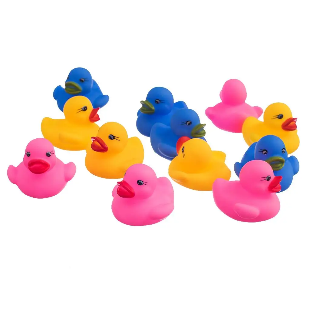 

12 Pcs Swimming Rubber Squeeze Squeak Ducks Baby Kids Children Bath Toys