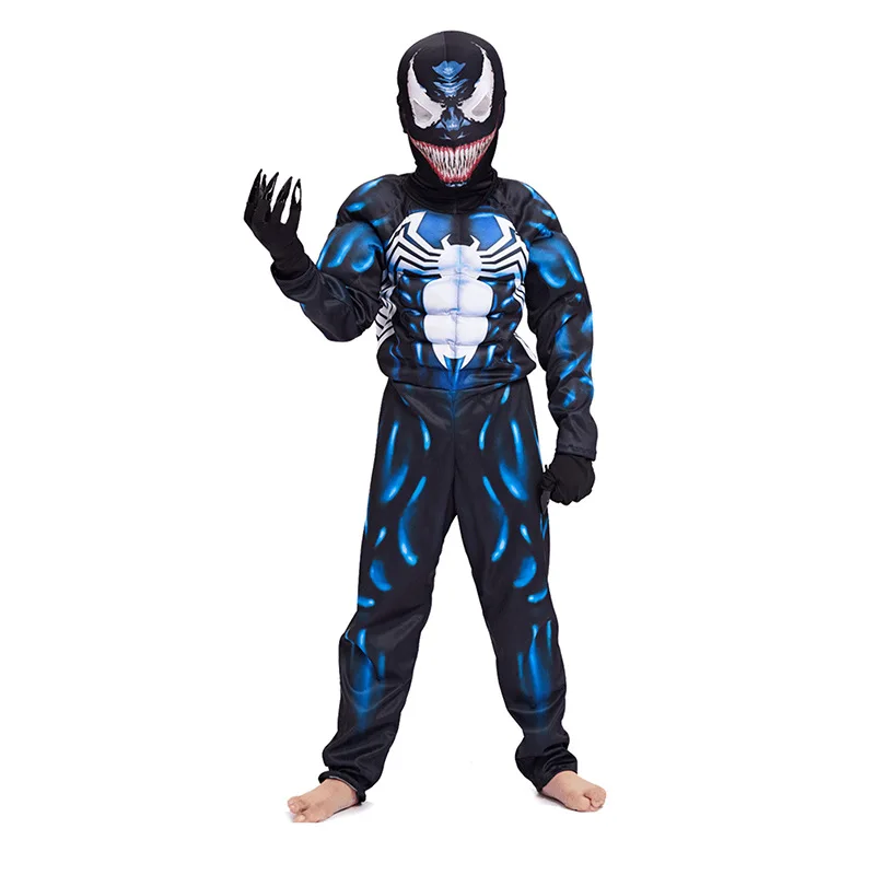 Костюм Хэллоуина Venom Spiderman Cosplay для детей от 4 до 10 лет, супергеройский Zentai костюм, комбинезон для карнавальной вечеринки с маской.