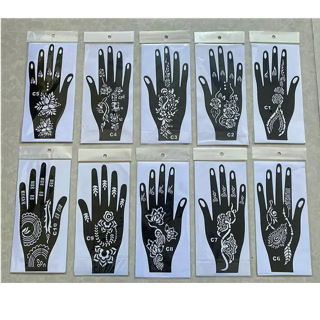 DIY Airbrush Face Paints Hollow Drawing India Henna Kit Temporary Decal Tattoo Stencils Body Art Template 3