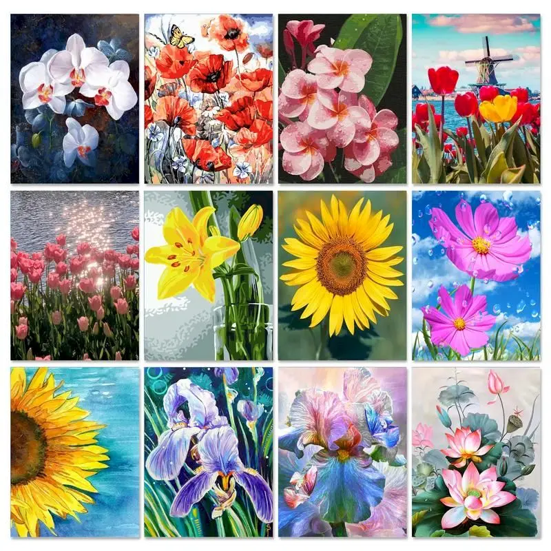 

GATYZTORY DIY Picture By Numbers Flowers Iris For Adults Canvas Painting Children Handpainted Painting Unique Home Decor Gift