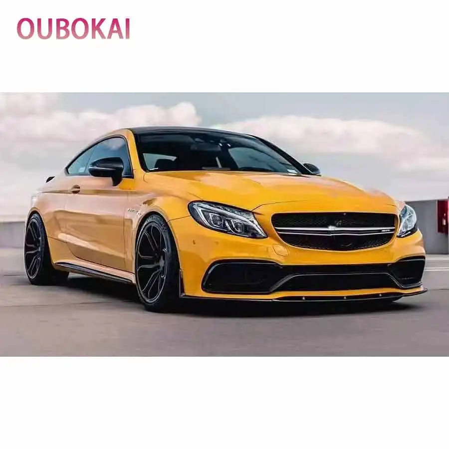 Фото Для Mercedes-Benz C-класса W205 C63: карбоновый передний сплиттер, накладка на передний бампер, диффузор, спойлер-«губа», элементы обвеса №4