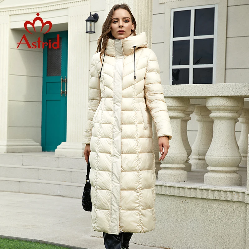

Astrid/Новинка 2023 года; Женское пальто; Длинный пуховик со стоячим воротником и капюшоном на завязках; Теплая ветронепроницаемая парка; ZR-T057