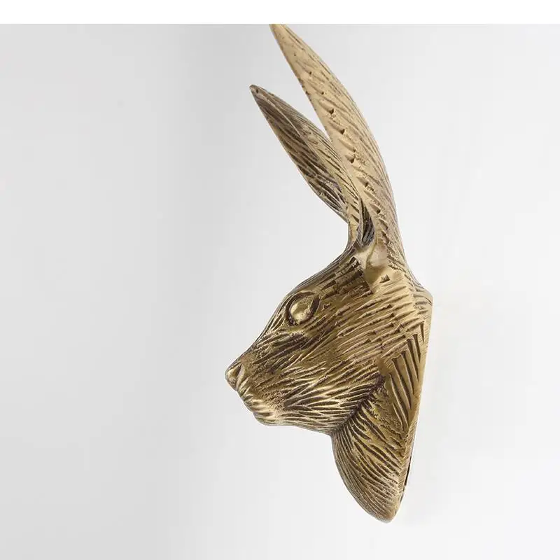 Ретро латунный кролик настенный крючок фон портал пальто милые животные