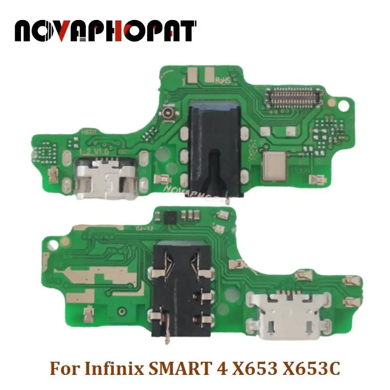 Зарядная док-станция Novaphopat для Infinix SMART 4 X653 X653C, USB-порт, разъем для наушников, аудиоразъем, микрофон, гибкий кабель, зарядная плата