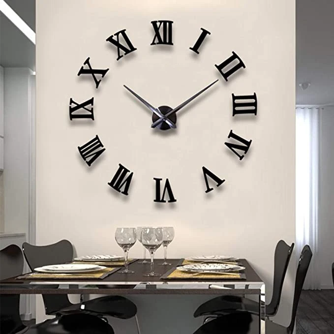 

3D Large Roman Numeral Acrylic Mirror Wall Clock Sticker Fashion DIY Quartz Clocks Watch Home Decoration Living Room Stickers