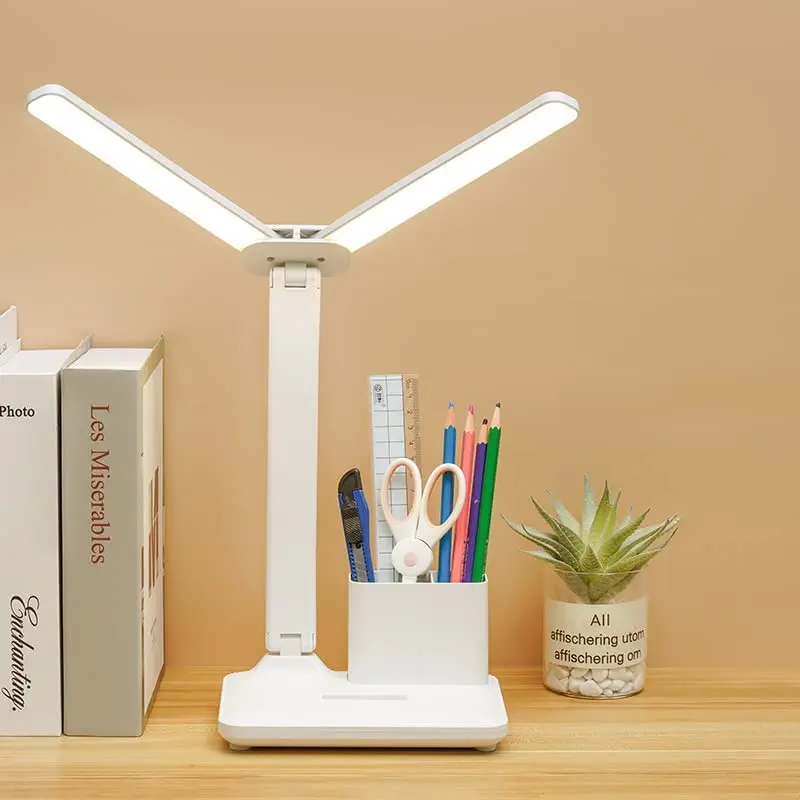 

LED Double-head Desk Lamp 32PCS LED Lights Battery Operated Table Lamp with USB Charging Eye Protection Lights for Home Office